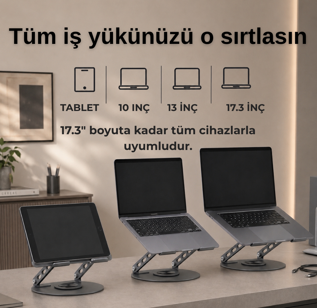 Vellio 360° Döner Ergonomik Laptop Standı